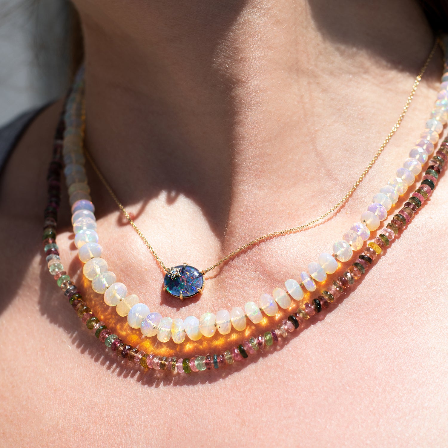 14K Yellow Gold Australian Opal Doublet Necklace - Josephs Jewelers